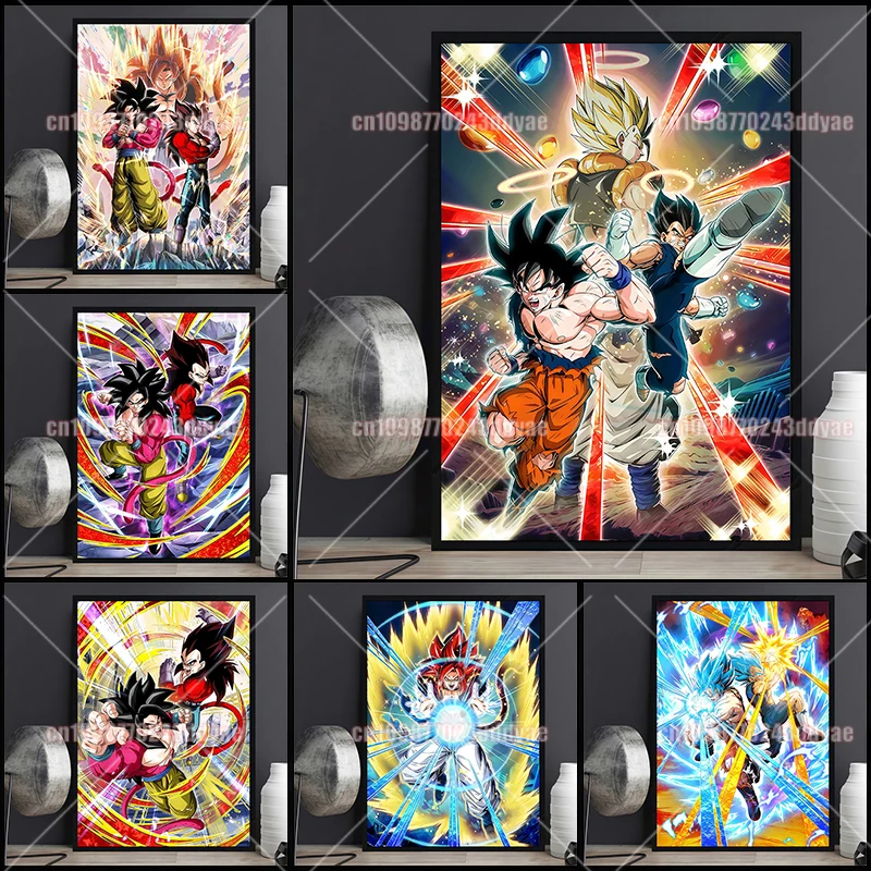 

Classic Anime Dragon Ball Goku Vegeta Printed Canvas Painting Dragon Ball Poster Suitable for Retro Home Wall Art Deco Painting