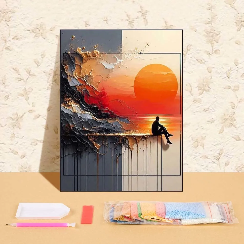 

DIY Diamond Painting 3d Sunset Landscape Full Round Drill Art Picture New Collection 2025 Diamond Embroidery Decor For Home
