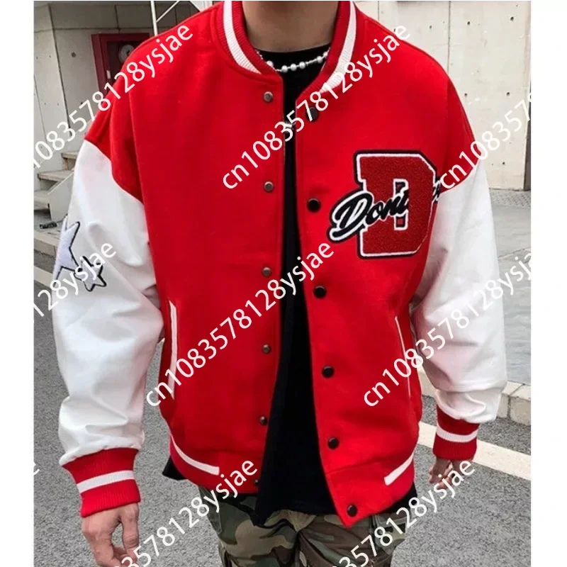 

Letter Flocking Embroidered Jacket Men Y2k New Street Hip Hop Baseball Uniform Coat Harajuku Punk Loose Jacket Streetwear Women