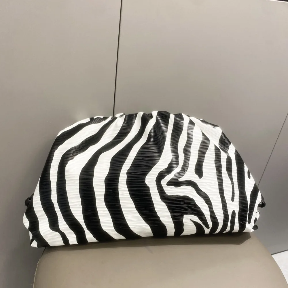 

New Design Pleated Cloud Clutch Bag Zebra Print Shoulder Sling Crossbody Mini Bag for Evening Parties & Daily Use