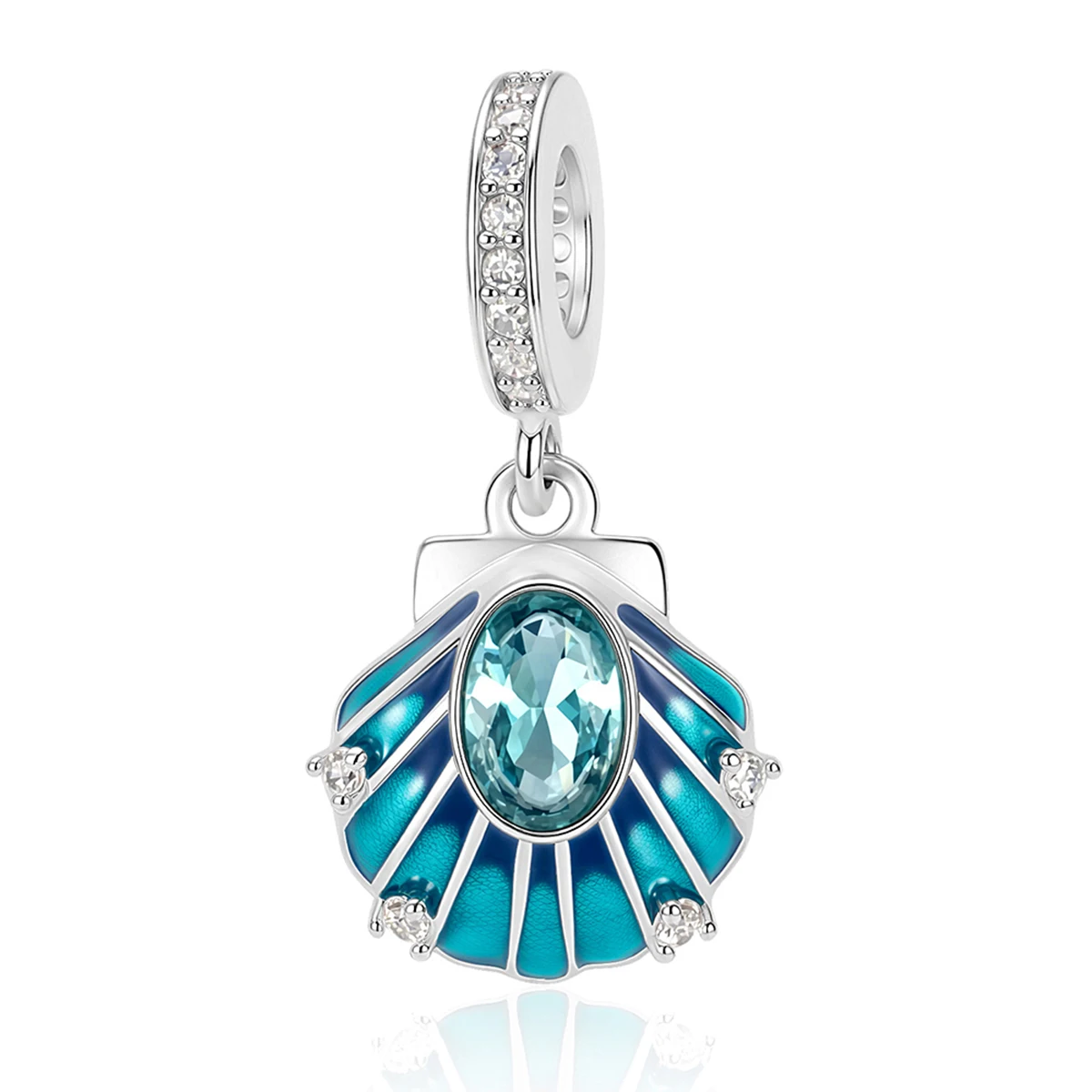 Pan Charms Blue Ocean Shell Pendant Beach Charm Fit Original Bracelet Jewelry DIY Birthday/Valentine's day/Souvenir Gift for Her