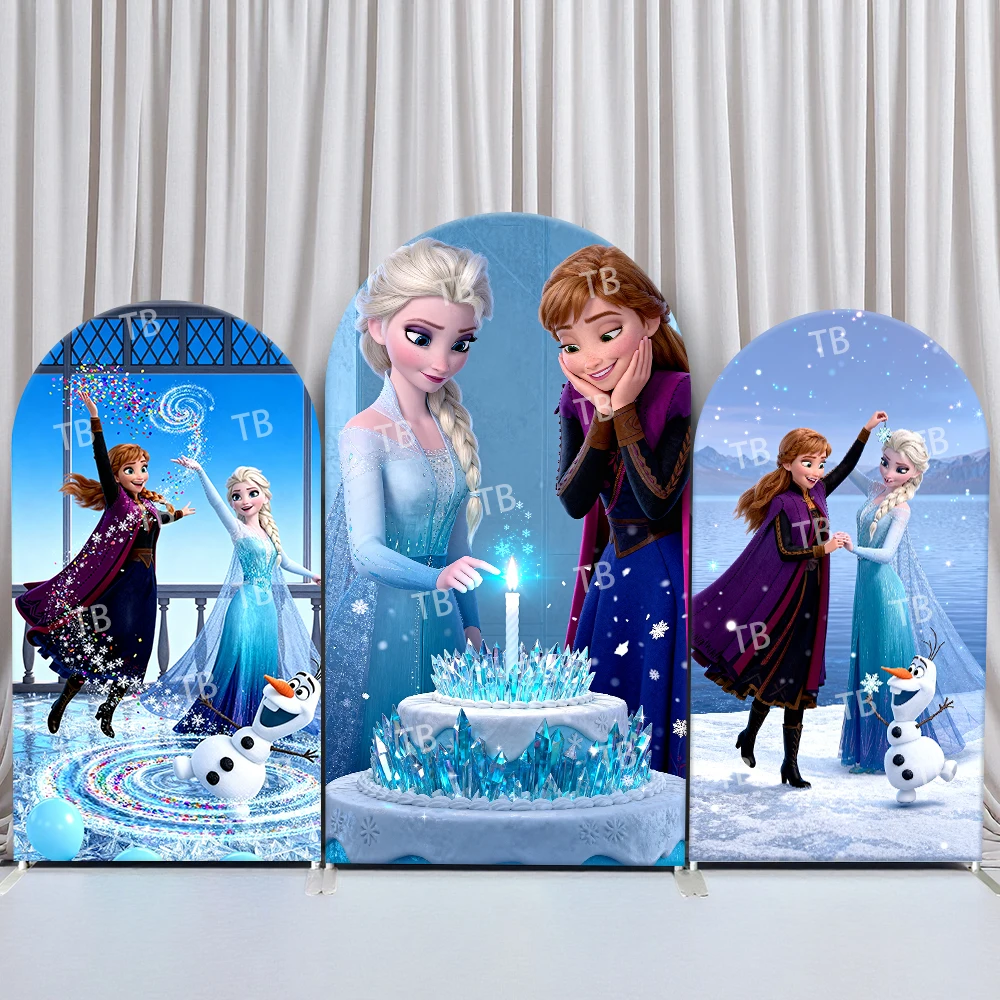 

TB Disney Frozen Elsa Anna Birthday Cake Arch Backdrop Cover Kids Birthday Party Decoration Photo Booth Props & Festive Supplies