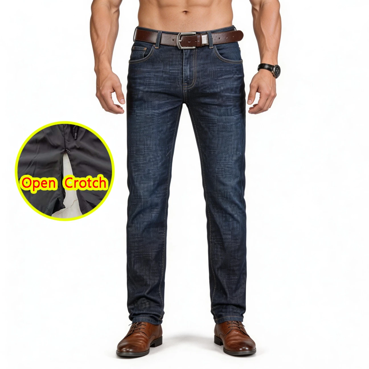 

Мужские джинсы с открытой промежностью, скрытой молнией, длинные брюки с низкой талией, эластичные, для пар, облегающие, спортивные, плотные, высококачественные трусы-шорты