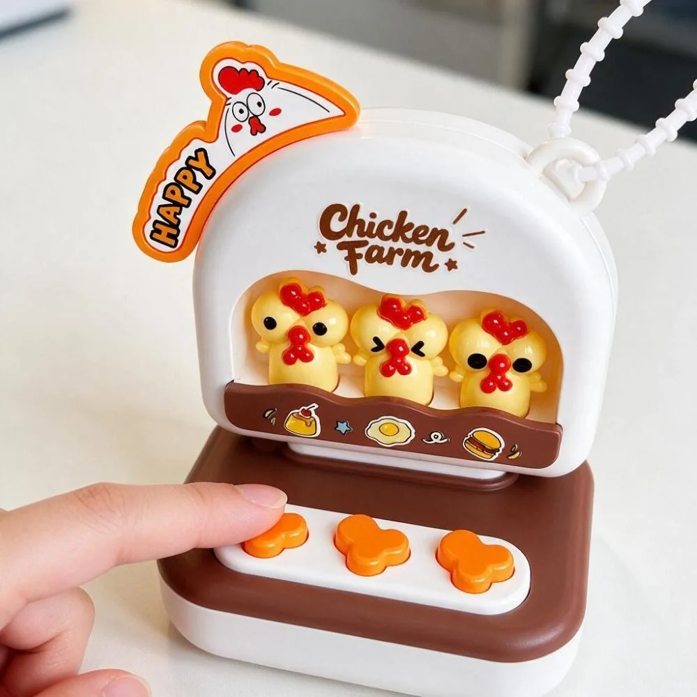 Cartoon Chick Fidget Game Console Key Chain Glowing Anti Anxiety Finger Press Stress-Relief Plastic Sounding Handbag Charms