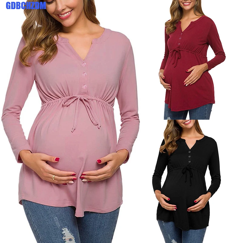 

Maternity Nursing T Shirt Pregnant Womens Long Sleeve Patchwork Nursed Tops Blouse For Breastfeeding Pregnancy Clothes Pullover