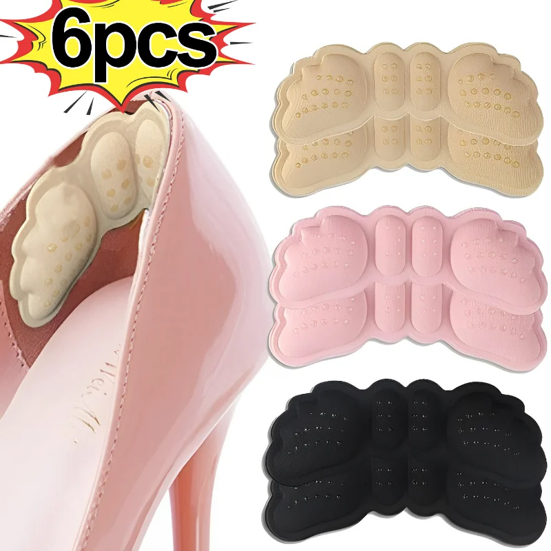 

3pairs High Heel Insoles Butterfly Adjust Size Heel Liner Grips Protector Sticker Heel Pad Foot Care Anti Keep Abreast Heel Pads