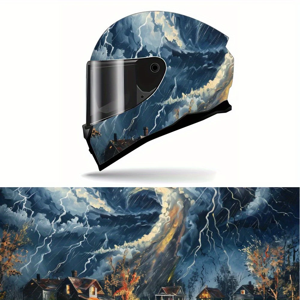 

Full Face Stormy Seascape pattern Helmet Decals - Durable and Waterproof PVC, self-adhesive Motorcycle Racing Helmet Aesthetic S