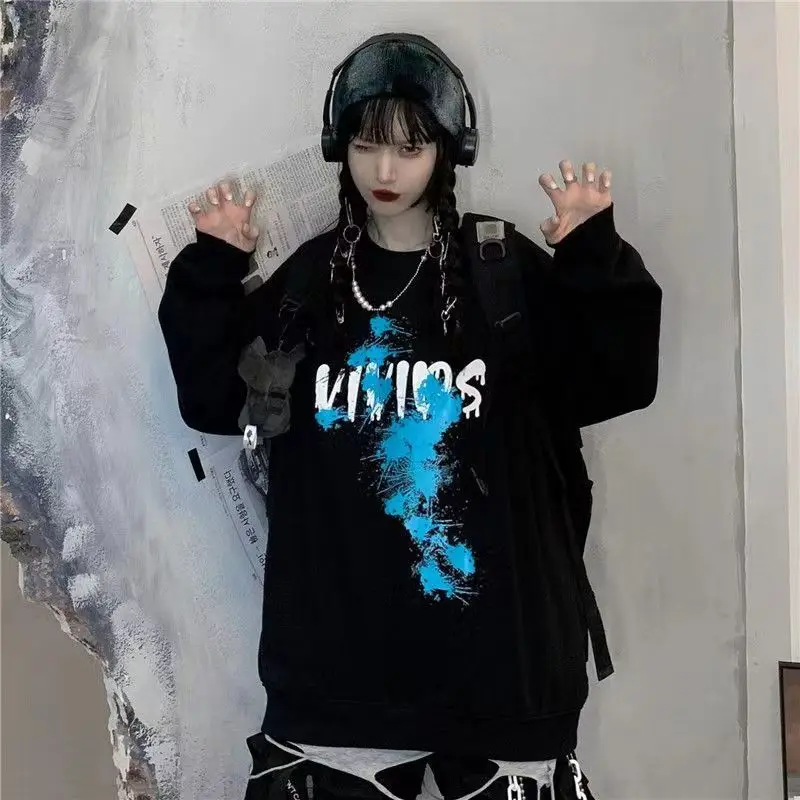 

Korea Dark Personalized Graffiti Spring Autumn Sweatshirt Ins Trendy Sweet Loose Versatile Autumn And Winter Pullover Top