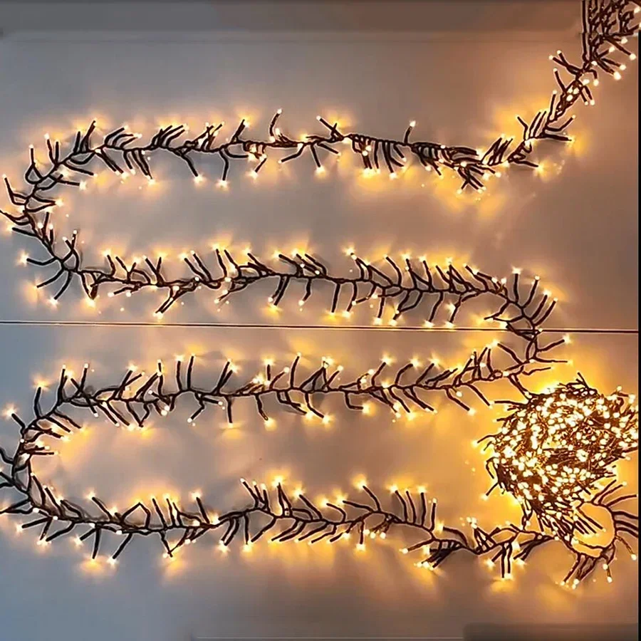 Christmas Tree Cluster Light Garland 800/2000 LED Firecracker Christmas String Light For Bedroom Wreath Window Wedding Decor