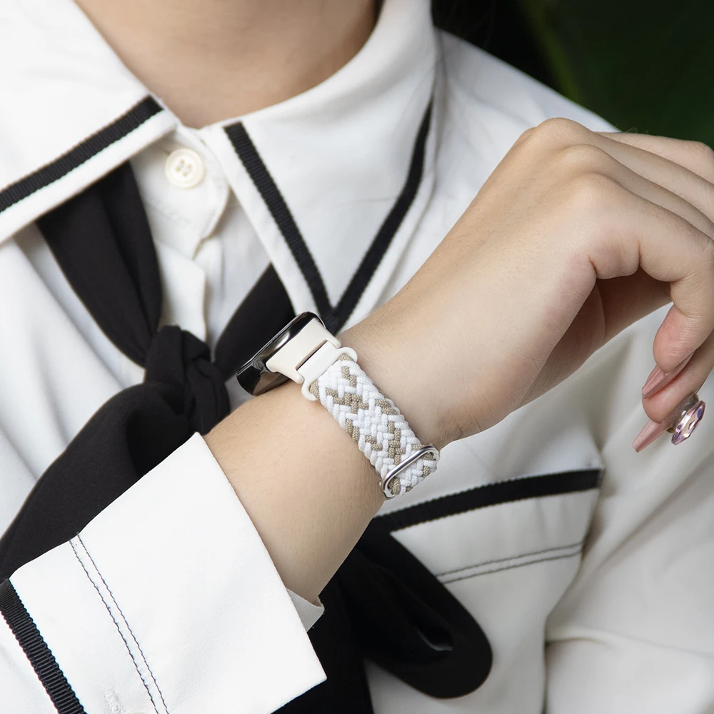 สายรัดแบบถักทดแทนสำหรับสร้อยข้อมือเสี่ยวหมี่ Mi Band 8 แบบปลดเร็ว ทนทาน ทำจากไนลอน ปรับได้ สายนาฬิกาอัจฉริยะสำหรับผู้ชายและผู้หญิง