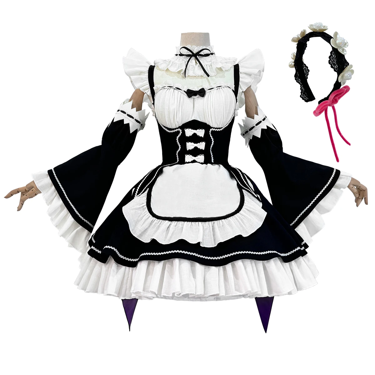 HOLOUN Re:Life In A Different World From Zero Anime Rem Cosplay Kostuum Pruik Lolita Meid Jurk Zwart Wit Halloween Kerst