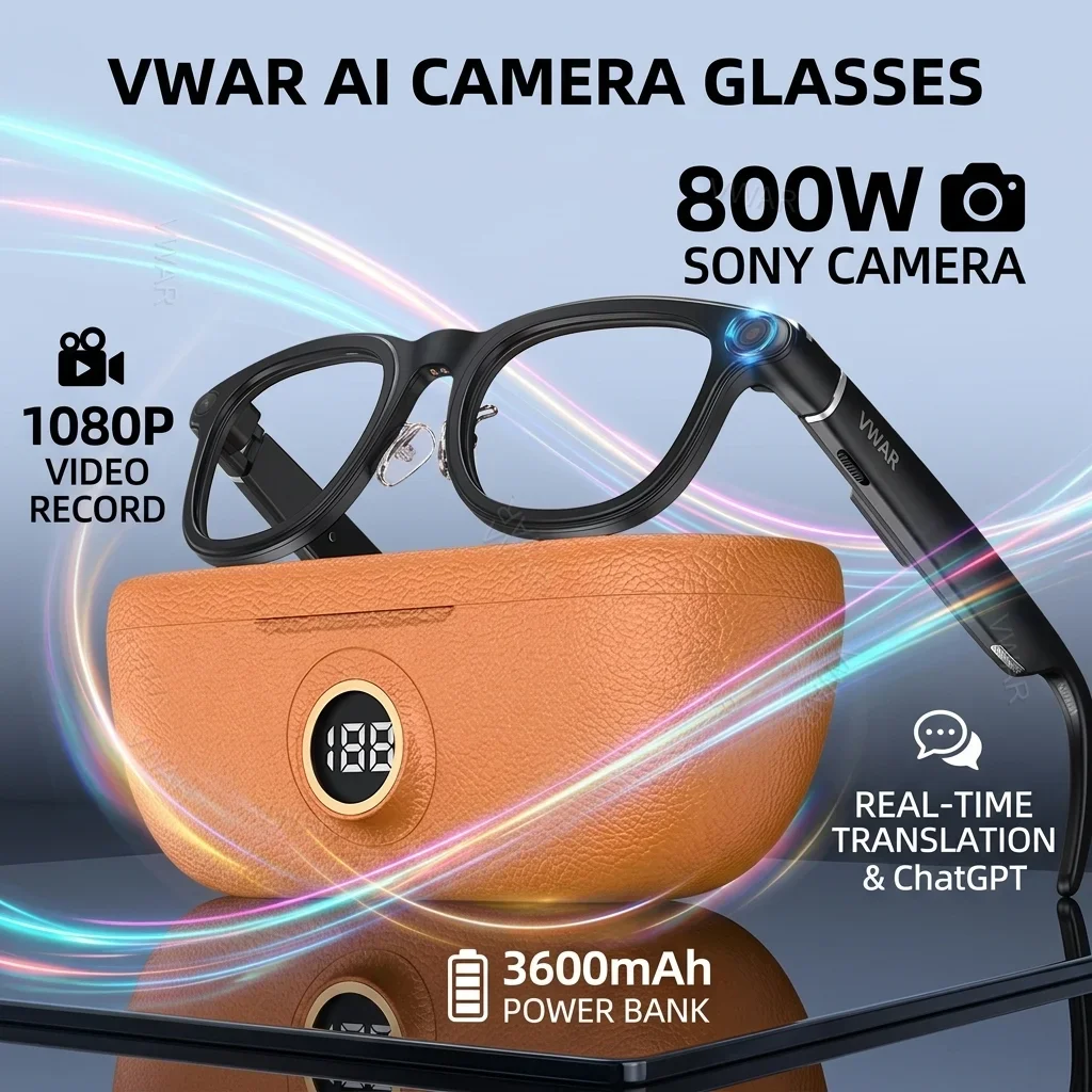 2026 Smart AI Glasses 4K HD Camera 1080P Video Recording ChatGPT 3600mAh Charging Case Real-time Translation Music Sunglasses