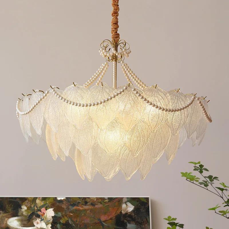 Crystal Vintage Simple Romantic Restaurant Cream Wind Master Bedroom Light Luxury Shell Pearl