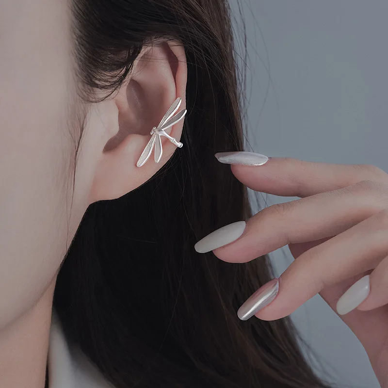 925 Sterling Silver Dragonfly Circle Studs Earrings For Women Insect Design Originality Trend Fashion Jewelry Gift