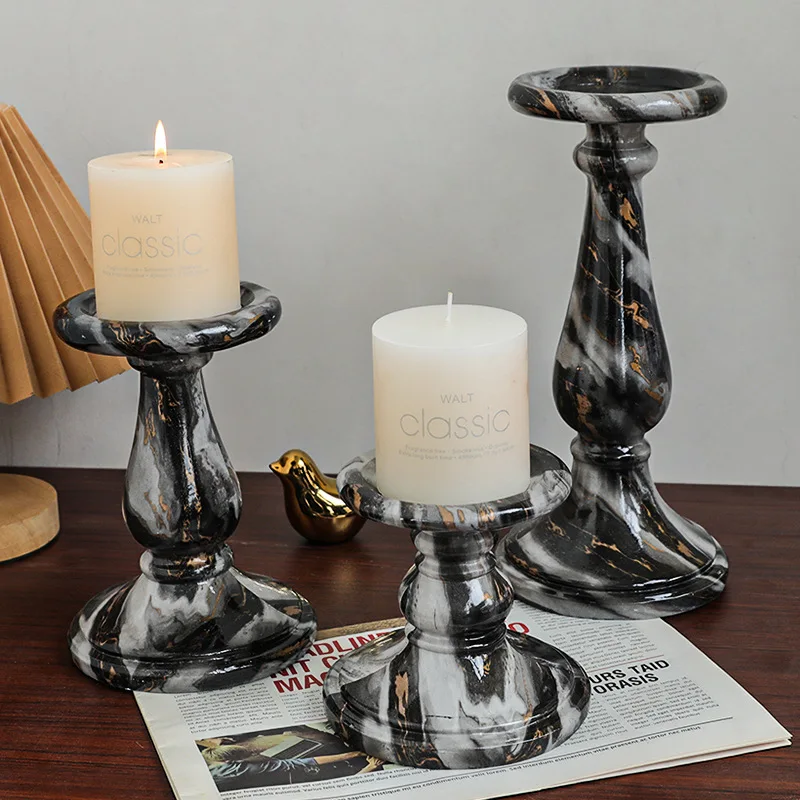 Ahunderjiaz-Marble Candlestick Ornaments, Affordable Luxury, Home, Living Room, Tabletop Decorations, Photography Props