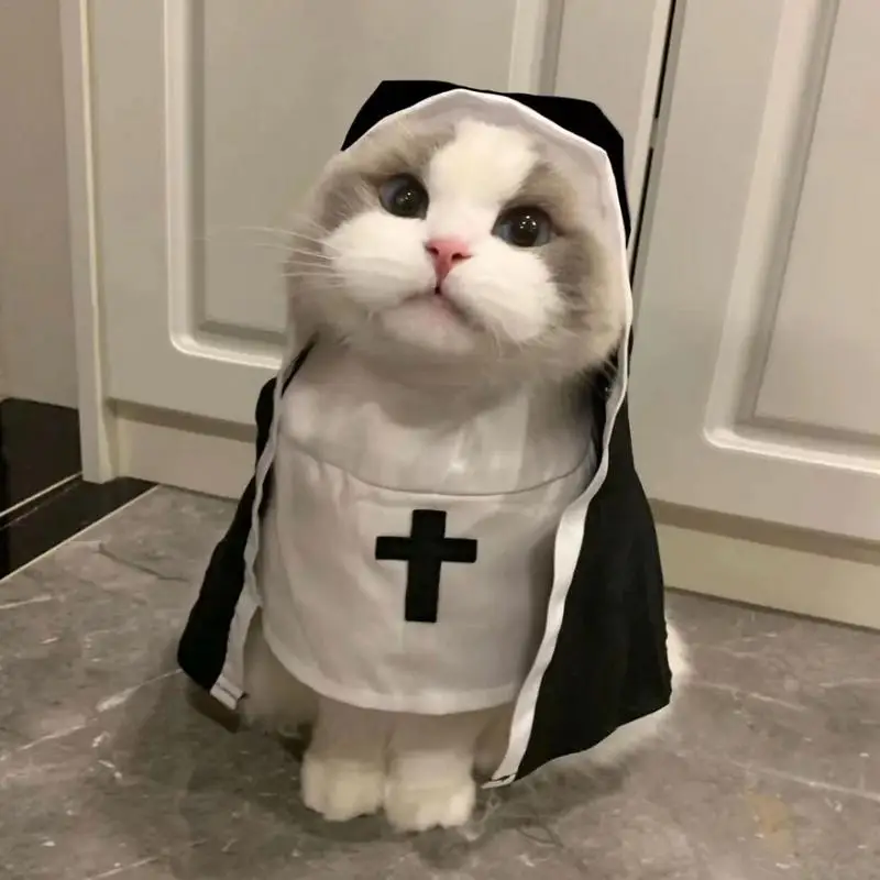 Dog Nun Costume Halloween Cosplay Nun Costume Funny Dog Costume Sister Habit Pet Cloth Cute Dress Up Pet Costume For Small Cats