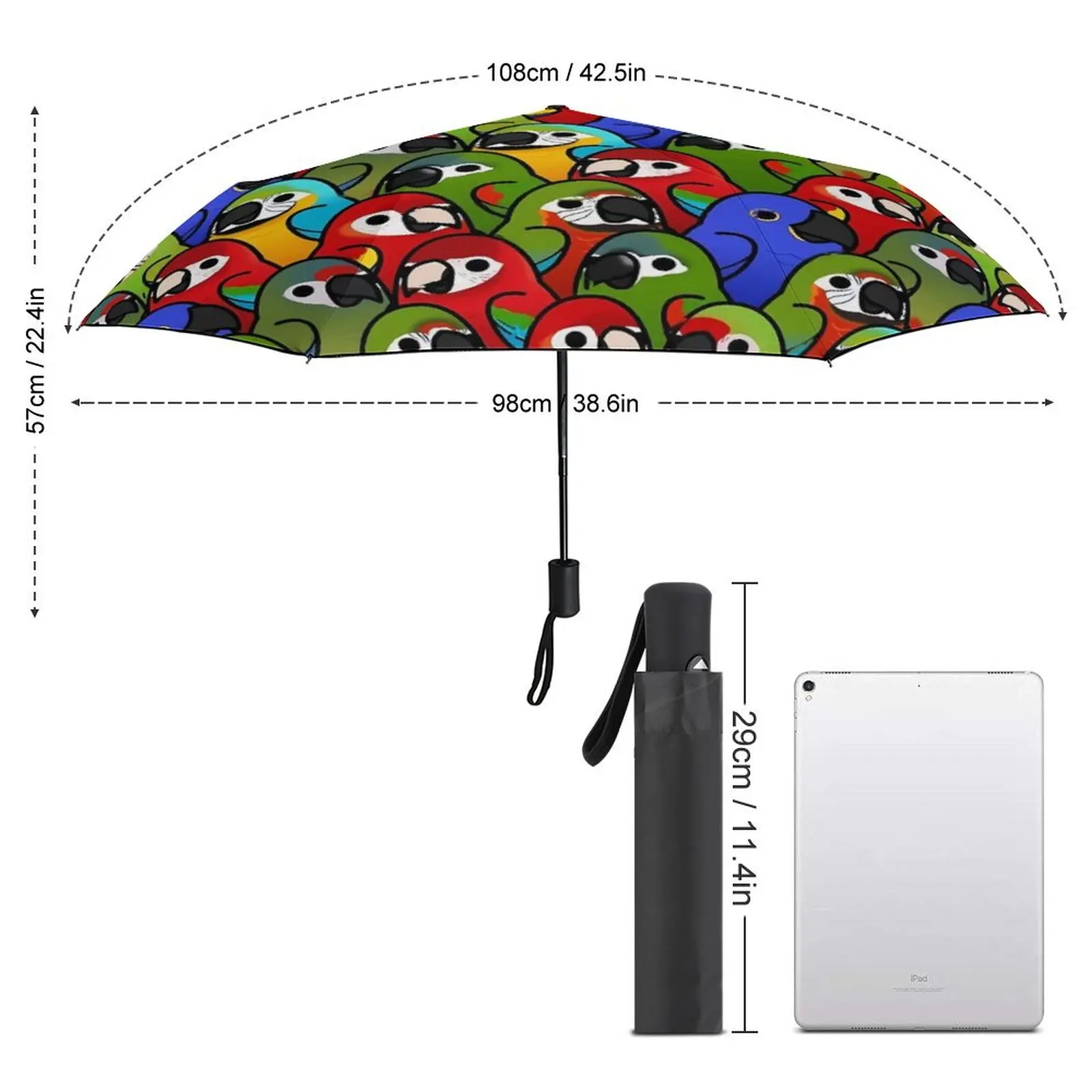 Macaw Bird Squad Umbrella Too Many Birds Cool Lightweight Umbrella Art Car Wind Proof Auto Umbrella