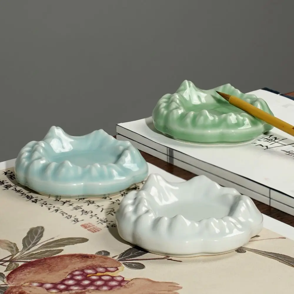 Creative Ceramic Mountain Shaped Inkstone Ink Brush Paperweight Pen Rest Holder Glaze Brush Ink Painting Tool Writing