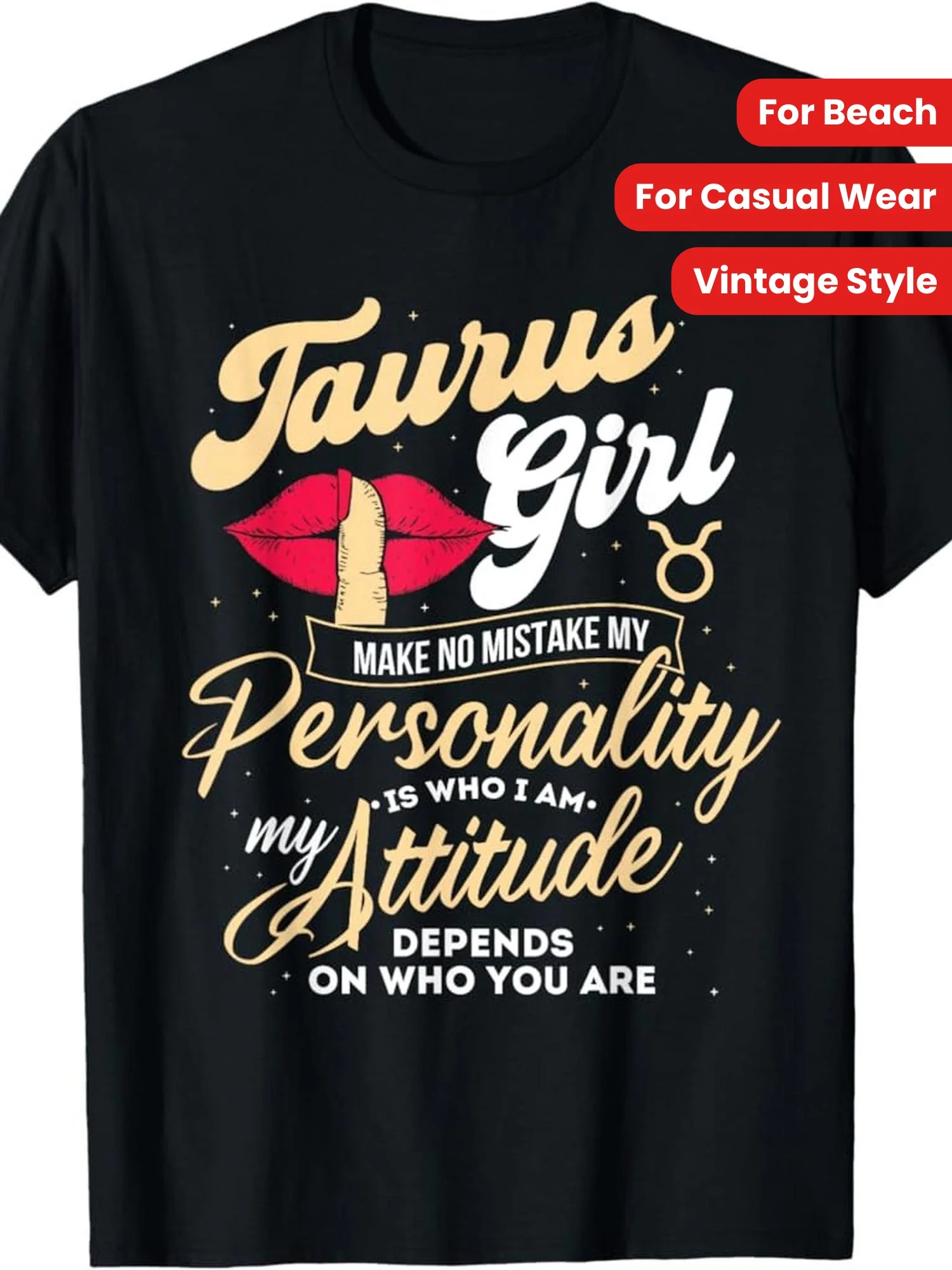 

Taurus Girl Zodiac Sign Tee - 100% Cotton, Vintage Style, Short Sleeve Crew Neck Shirt for Men - Perfect for Beach & Casual Wear