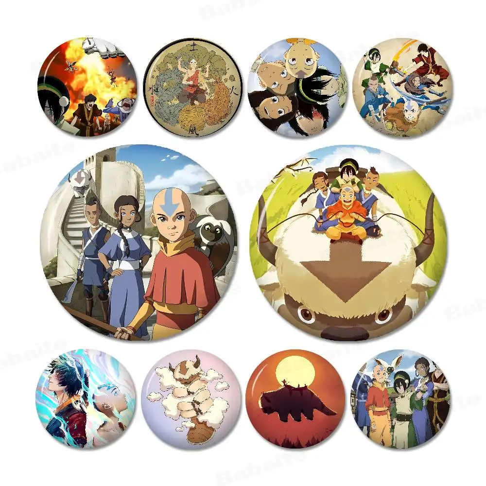Avatar: The Last Airbender Cartoon-Broschen, Anime-Abzeichen, runde handgefertigte Brosche, Anstecknadeln, Schmuck für Rucksack, Kleidung, Geschenke