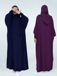 Ropa de oración islámica Abaya para mujer, vestido africano modesto, caftán musulmán, Sudadera con capucha Khimar de lino de Dubái