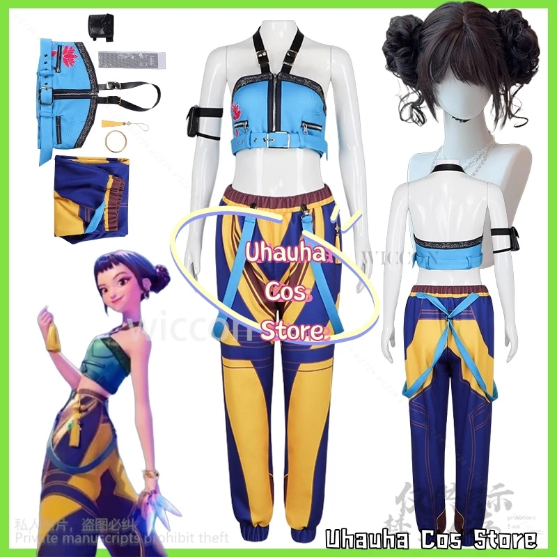 زوي Kpop فتاة مجموعة تأثيري أنيمي فيلم شيطان الغناء زي جيراي كي بنات الشرير Y2K الرسن عارية الذراعين توب هالوين تمويه