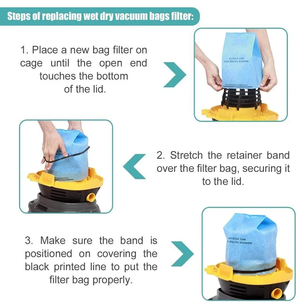 WS01025F2 Wet/Dry Filter Bags For MultiFit VF2000 For 2-2.5 Gallon WS01025F2 WS0500VA WS0400SS Vacuum Cleaner Filter Bags