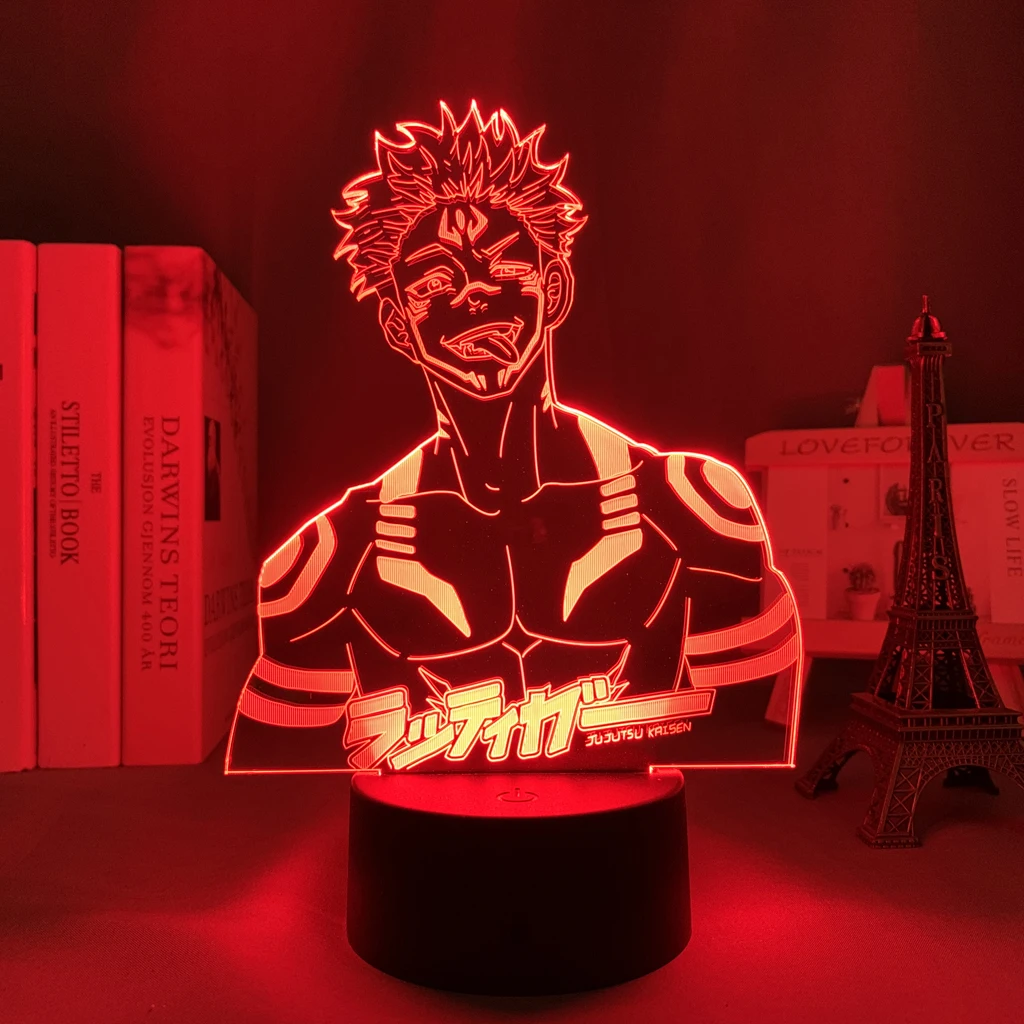 Lâmpada LED de Anime Jujutsu Kaisen, Ryomen Sukuna, Decoração de Quarto Infantil, Manga Light, Presente de Aniversário para Amigo