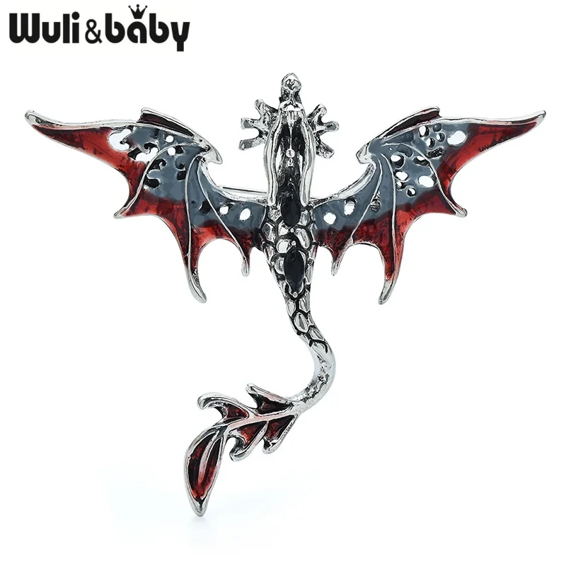 Wuli&baby Lovely Enamel Dragon Brooches For Women Men 4-color Spirits-dragon Cartoon Animal Party Office Brooch Pins Gifts