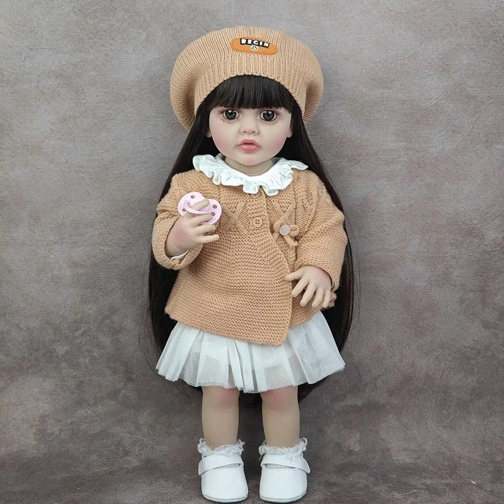 22-inch realistische herboren pop in chique gebreide outfit met baret - ideaal verjaardagscadeau en knuffelige metgezel
