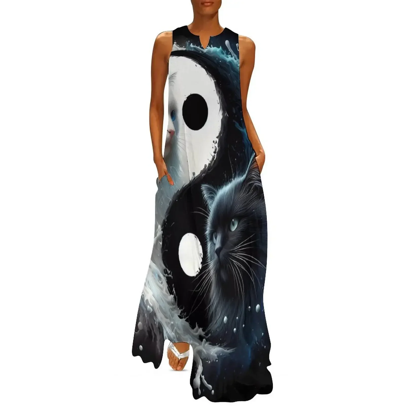 

Cats and Yin Yang: The Harmony of Duality Long Dress ceremony dresses wedding guest dress 2025 dresses ladies 2025 summer Dress