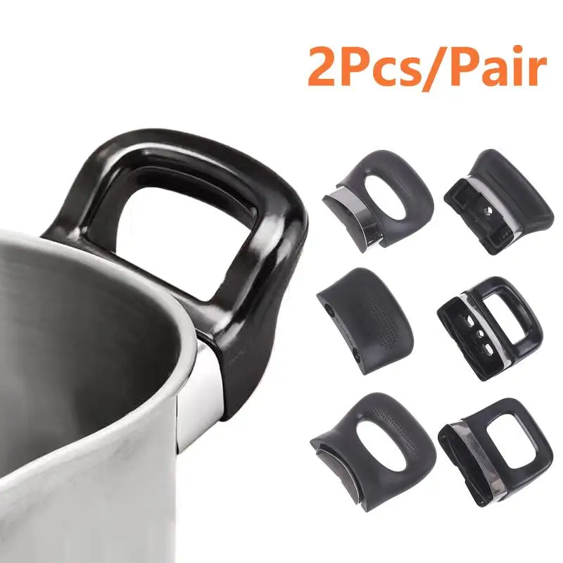 2Pcs Anti-Scald Pot Side Handles, Black Cookware Grip with Screws for Kitchen Use