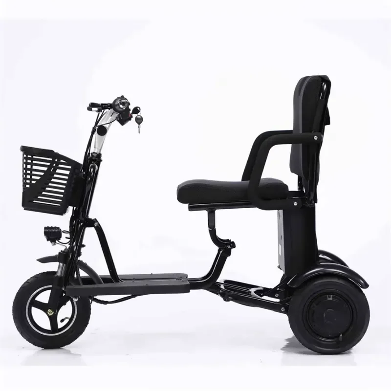 Aluminum Alloy Folding Electric Scooter with Shock Absorber Three Wheel Design for Elderly Mobility Aid Lightweight Portable