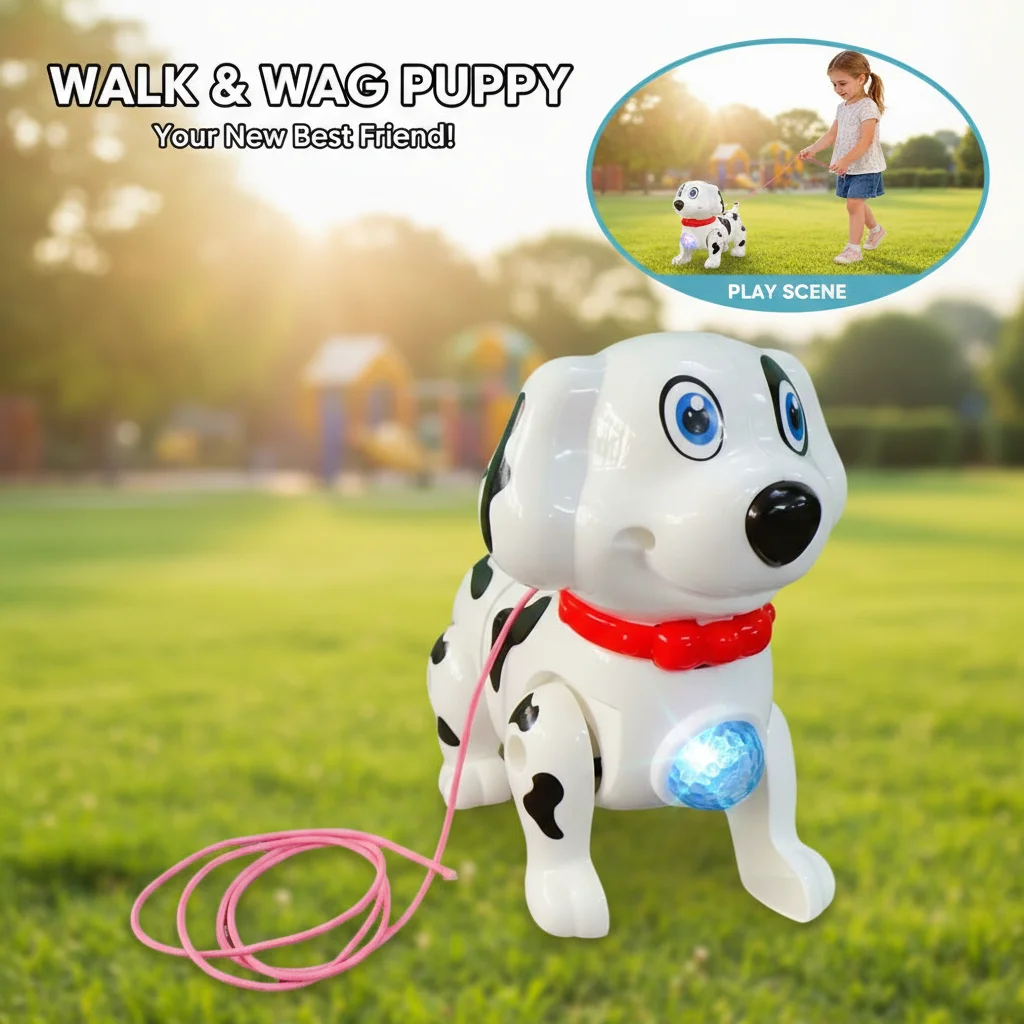 

Spinning Dalmatian Toys Bump and Go Dancing Dog with Ball Music & Colorful Flashing Lights for Small Babies Infant Toddlers