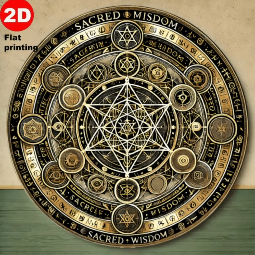 Arte Metálico Decorativo de Pared 2D Metatron Messiah Sun Catcher, Decoración de Aluminio para el Hogar o Cafetería