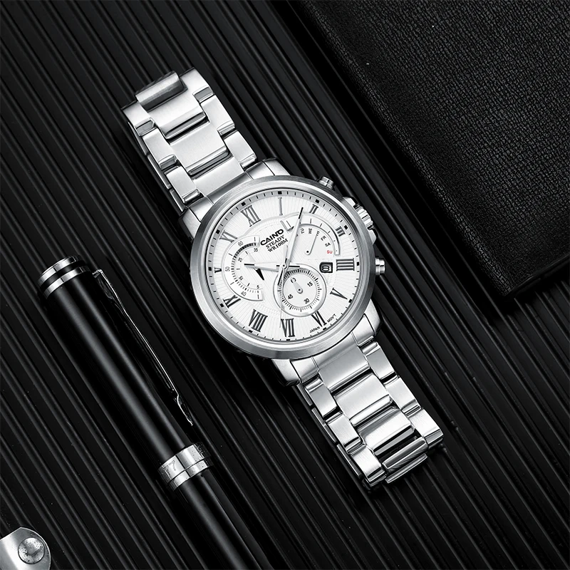 남성용 고급 가죽 쿼츠 시계, 탑 브랜드 캐주얼 스포츠 비즈니스 크로노그래프 방수 날짜 달력 손목시계