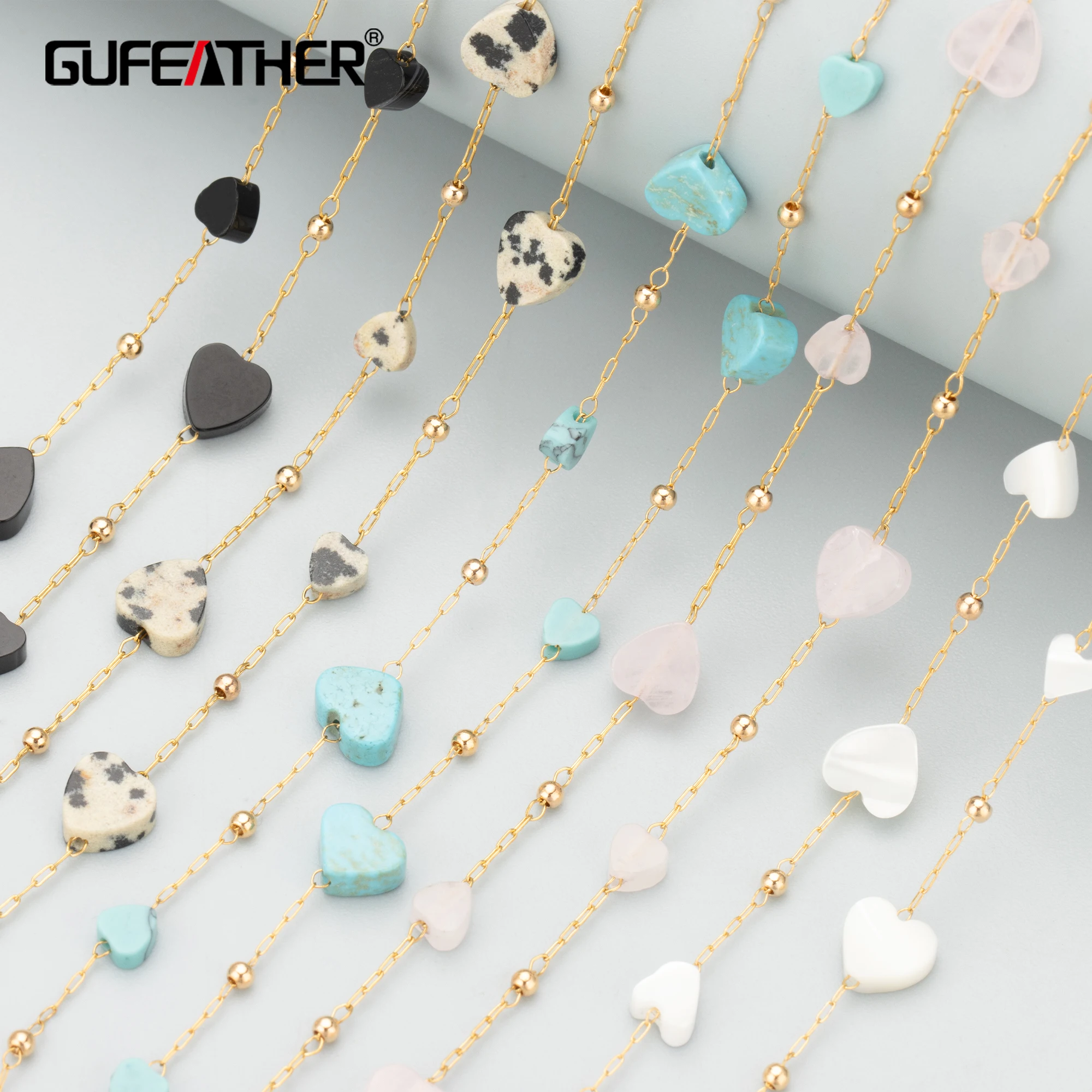 GUFEATHER C318,diy chain,stainless steel,pass REACH,nickel free,natural stone shell,jewelry making,diy bracelet necklace,1m/lot