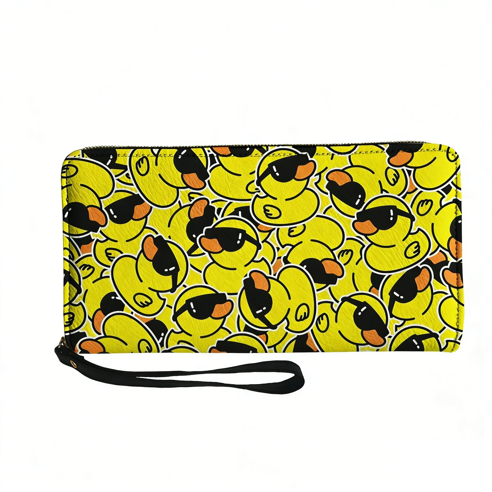 

Yellow Duck Printed Custom Wallet Purse Mens Womens Teenagers Zipper Long Wallets Double Print Portable Wallet Gift Bag