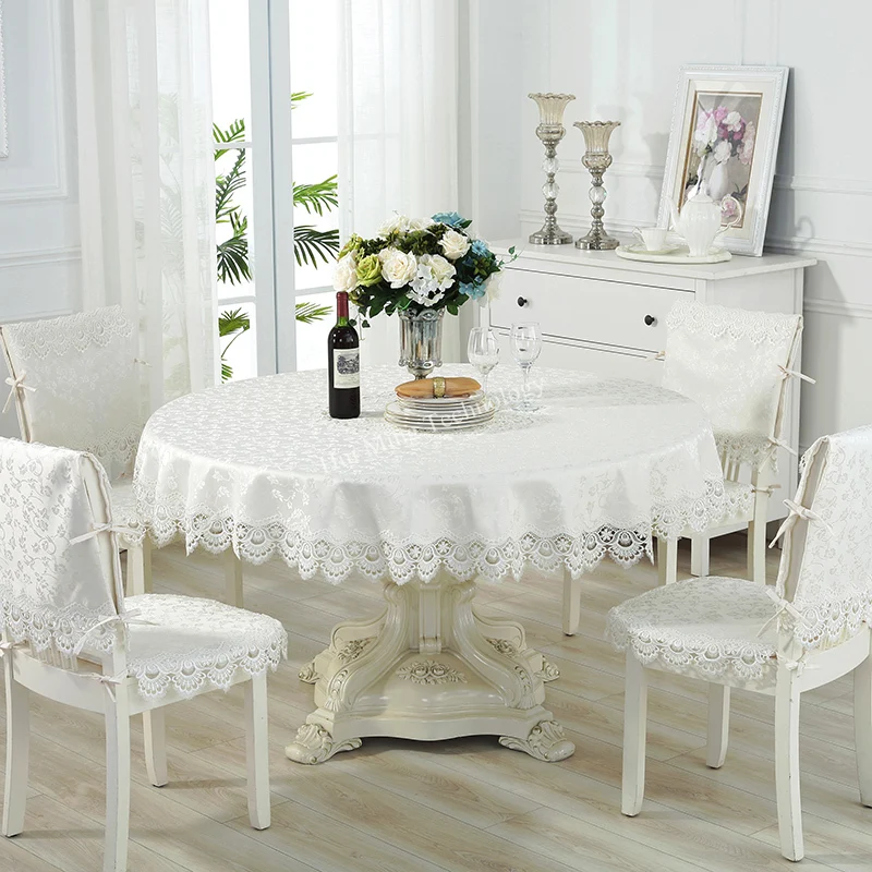 Round Tablecloth Embroidery Pastoral Table Cover Dining Table Cloths Turntable Folding Home Lace Flower House Towel Chair Cover