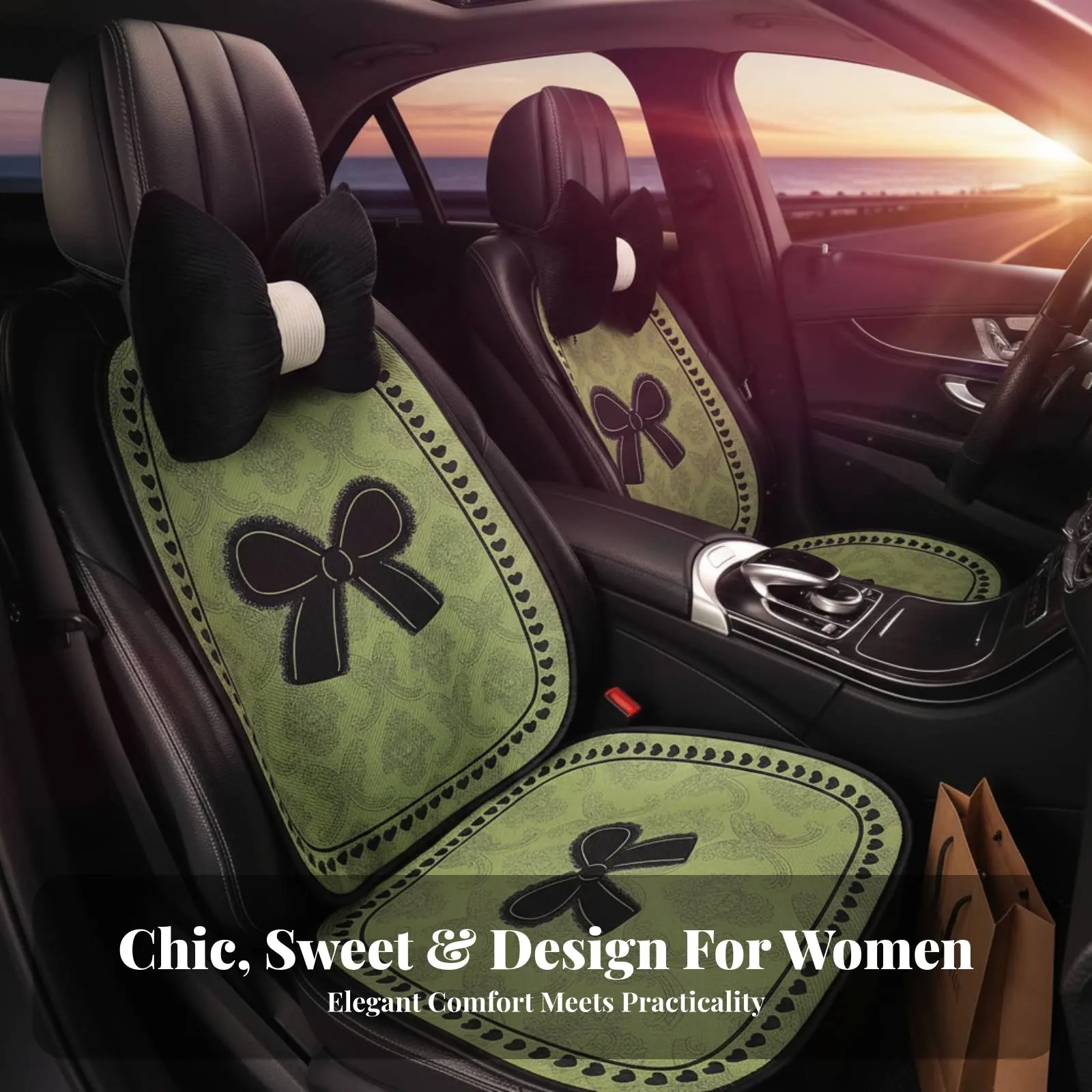 

Bowknot Car Seat Pad Year-Round Cute Car Seat Cover for SUV Owners, Frequent Driving, Long Drives
