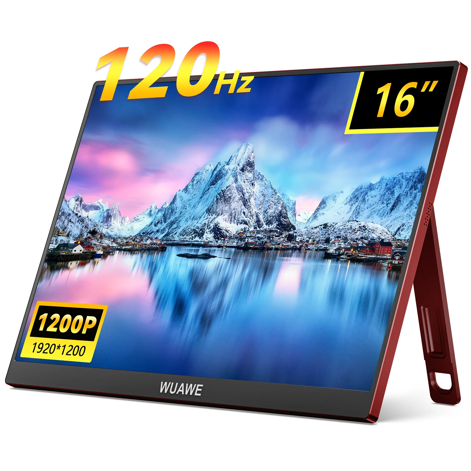 

2024 New Design 16 inch 120hz Portable Gaming Monitor for Laptop,WUAWE 1200P Colorful LCD FHD Computer External Second Screen