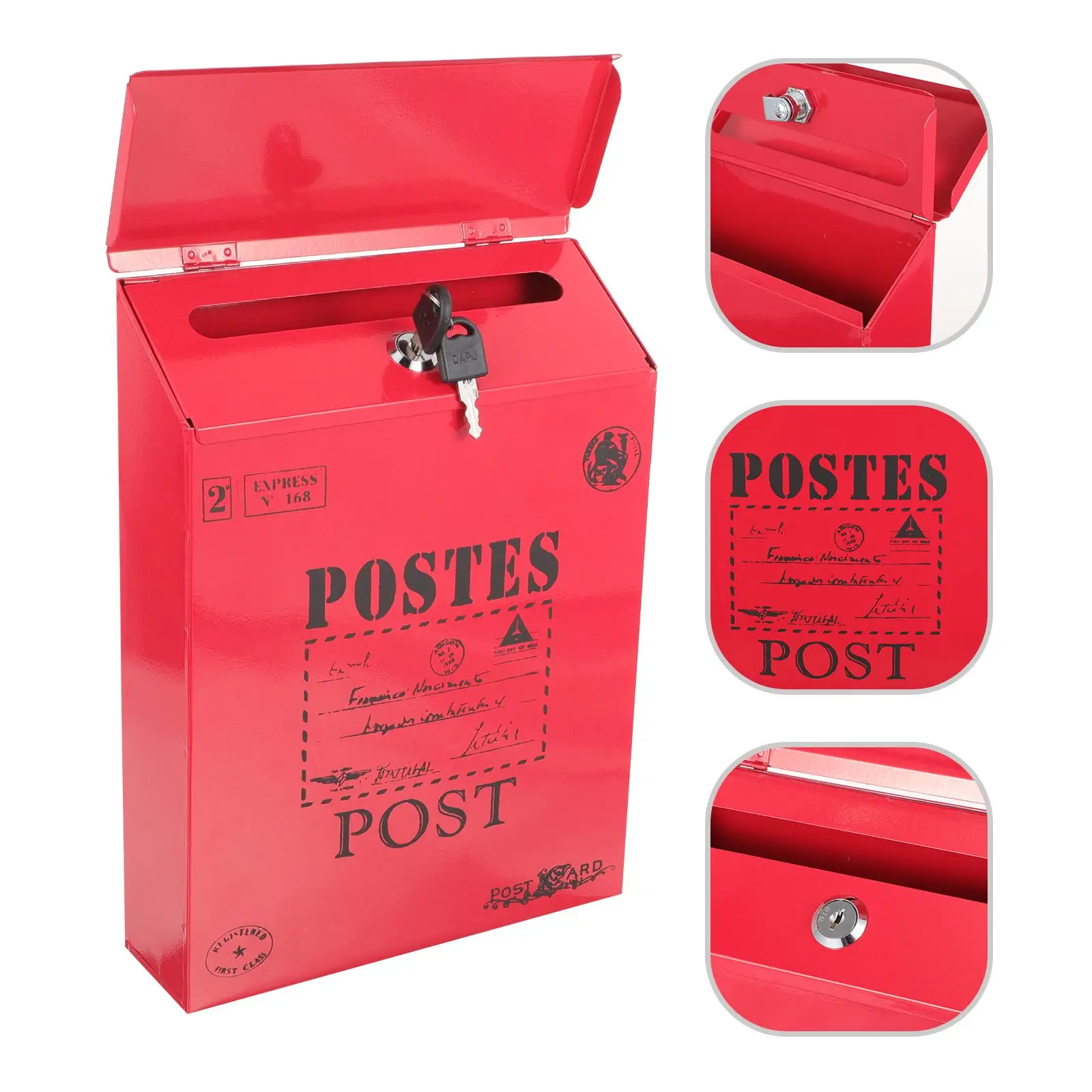 

Large Capacity Locking Mailboxes with Key Lock Wall Mount Mailbox Post Box Files Holder Lockable Farmhouse Mail Box Hanging Wall