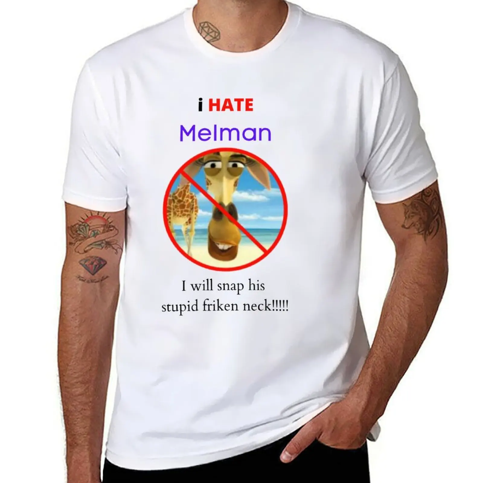 

i hate Melman T-Shirt funny t shirts cotton man t shirt cotton high quality T-Shirt