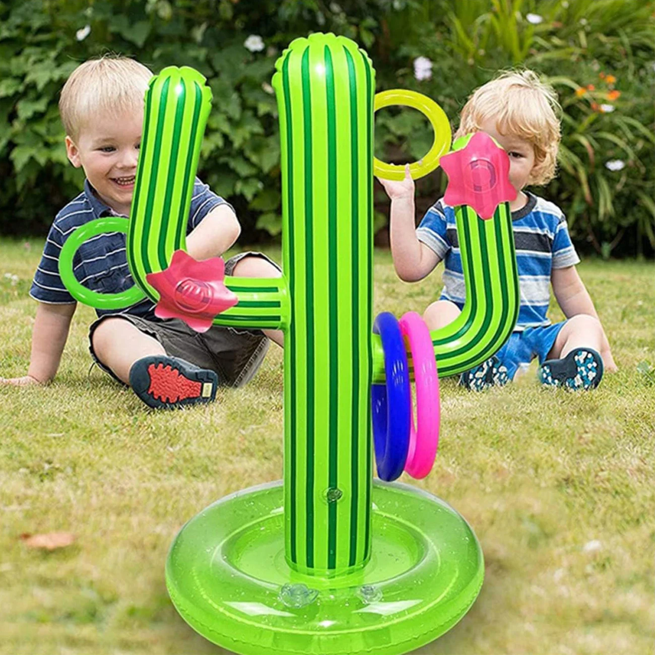 

Inflatable Cactus Ring Toss Game Set, Floating Pool Rings with Cactus, 4 Rings, Ideal for Hawaii Beach Party and Holiday Decor