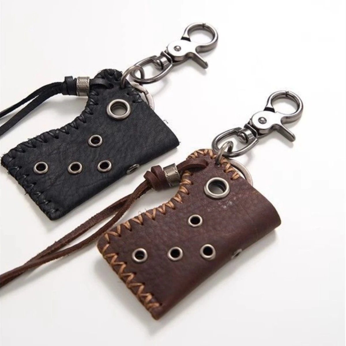 High End Street Woven Keychain New in Sewing Leather Holster Retro Style Pendant waist Accessories