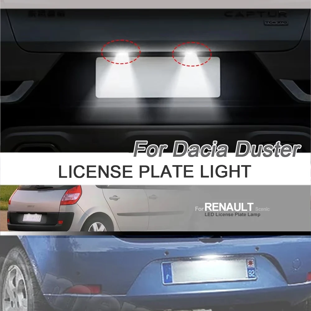 Lámparas de luz LED para matrícula, 2 uds., para Renault Scenic 2 3 Fluence Captur Espace 4 Grand Modus Zoe BFM Laguna Sport Tourer