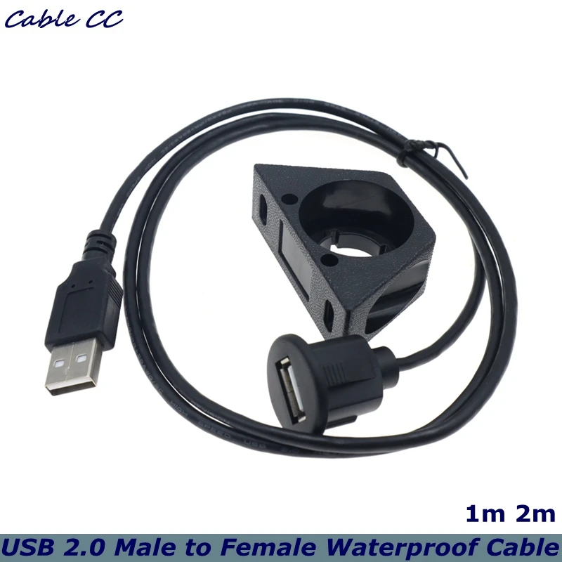 1m 2m For Ships Car Dashboard USB Extension Cable USB Panel Small Waterproof Cable USB 2.0 Male to Female Extension Expander