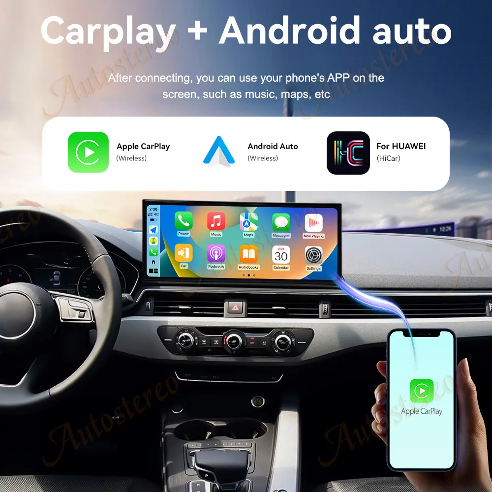 أندرويد 14 15.8 بوصة Carplay لأودي A4L A5 2017-2019 سيارة مشغل وسائط متعددة لتحديد المواقع والملاحة راديو السيارة شاشة رئيس وحدة السيارات #4