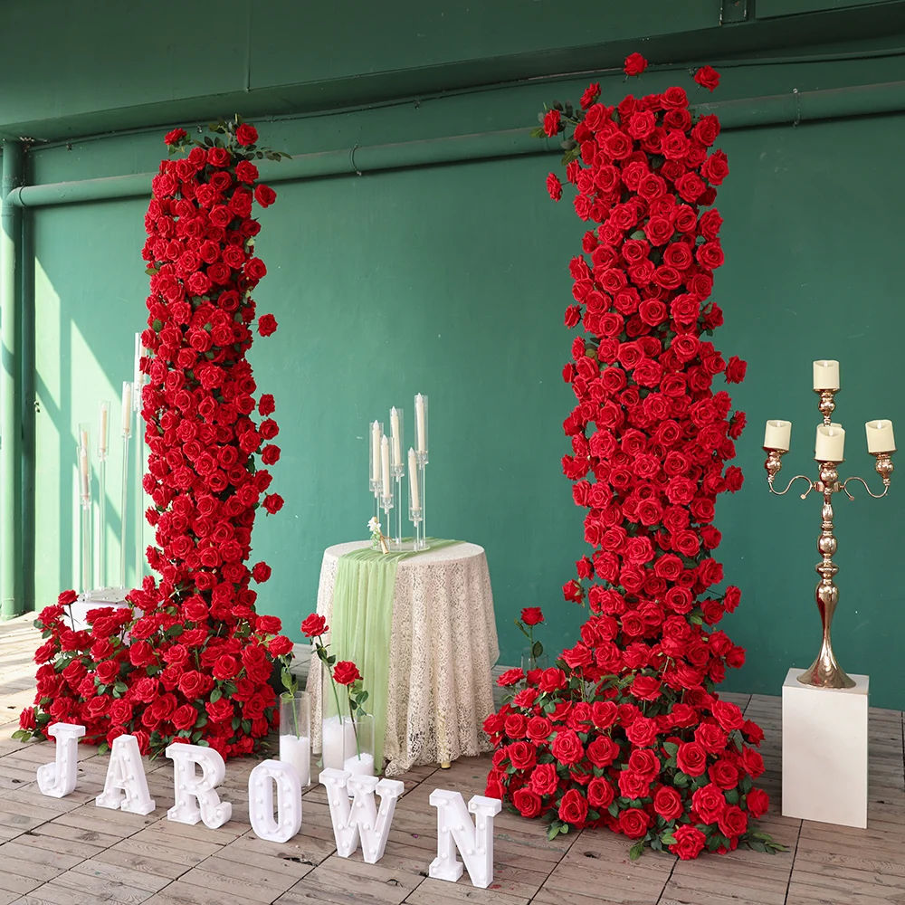 Luxury Artificial Red Rose Flower Arrangement for Wedding Decoration Home Garden Decor Flower Bouquet Customized Event Props