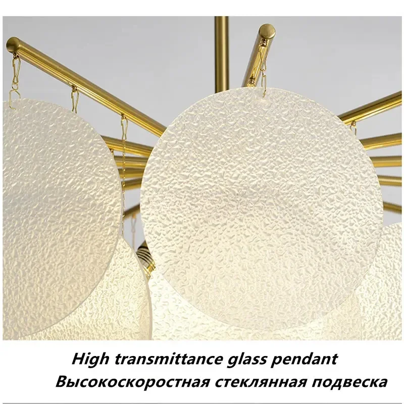 Luxury Designer 50cm Glass LED Pendant Chandelier for Living Room Dining Island -  Lighting Fixtures Factory Outlet